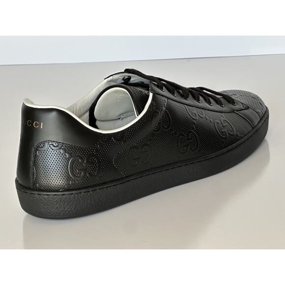 Gucci Men’s GG Embossed Leather Black Sneakers 15.5 US (15 Gucci) 625787 IT NIB - Picture 5 of 16